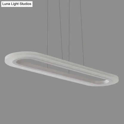 Modern white oval led office island ceiling light with sleek minimalist design and smooth matte finish for office island ceiling