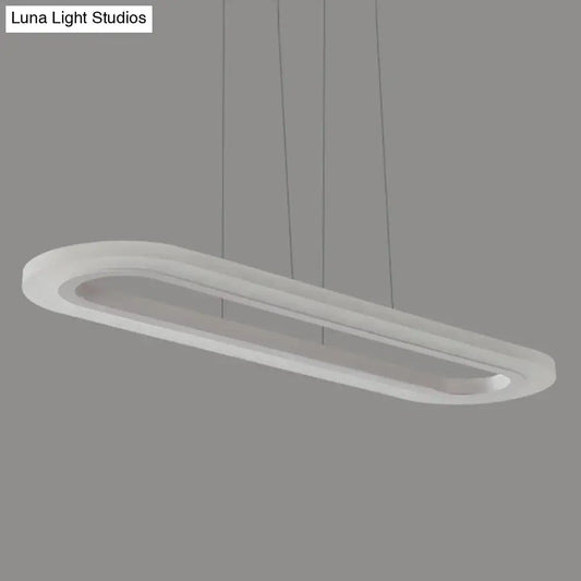 Modern white oval led office island ceiling light with sleek minimalist design and smooth matte finish for office island ceiling