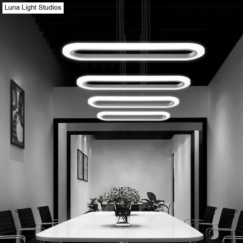 Modern white oval led pendant island ceiling light with sleek minimalist design for office island ceiling use