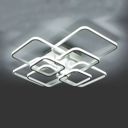 Modern white decorbites led ceiling light with overlapping rectangular frames for living room ceiling light decor