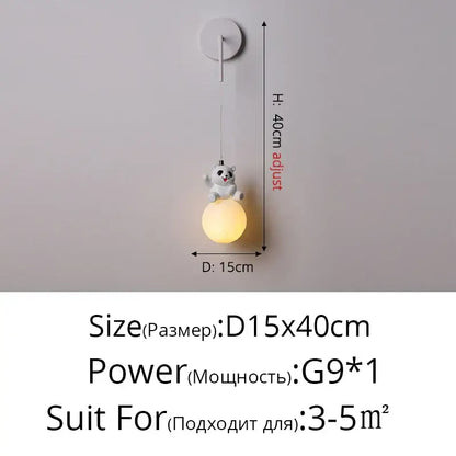 Modern white panda bear bedroom wall lamp with warm glowing pendant light for decorbites bear bedroom wall decor