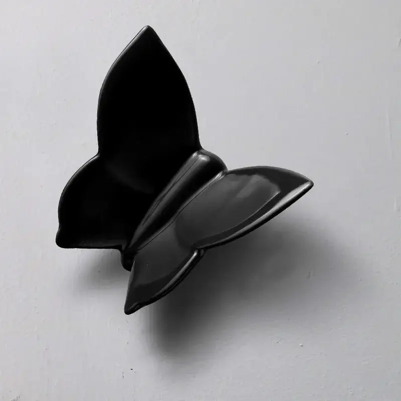 Black glossy ceramic butterfly wall mount decorbites butterfly wall modern 3d art for kids room decor