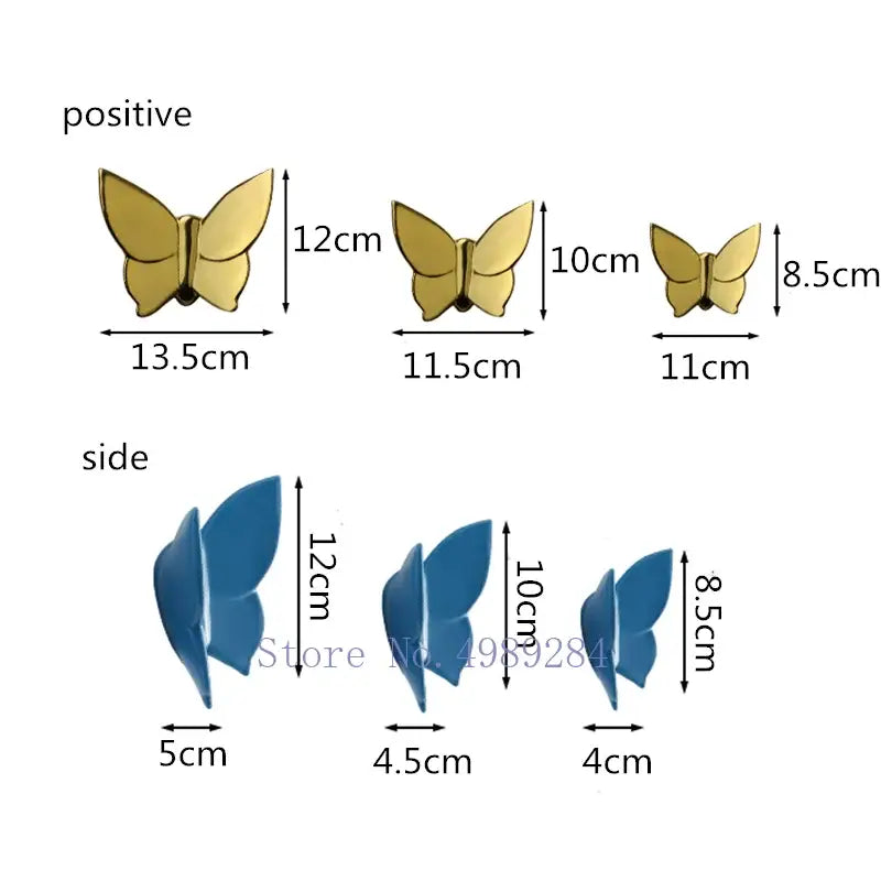 Gold-colored metallic butterfly wall mount available in three sizes for modern white paper kids room decorbites butterfly wall
