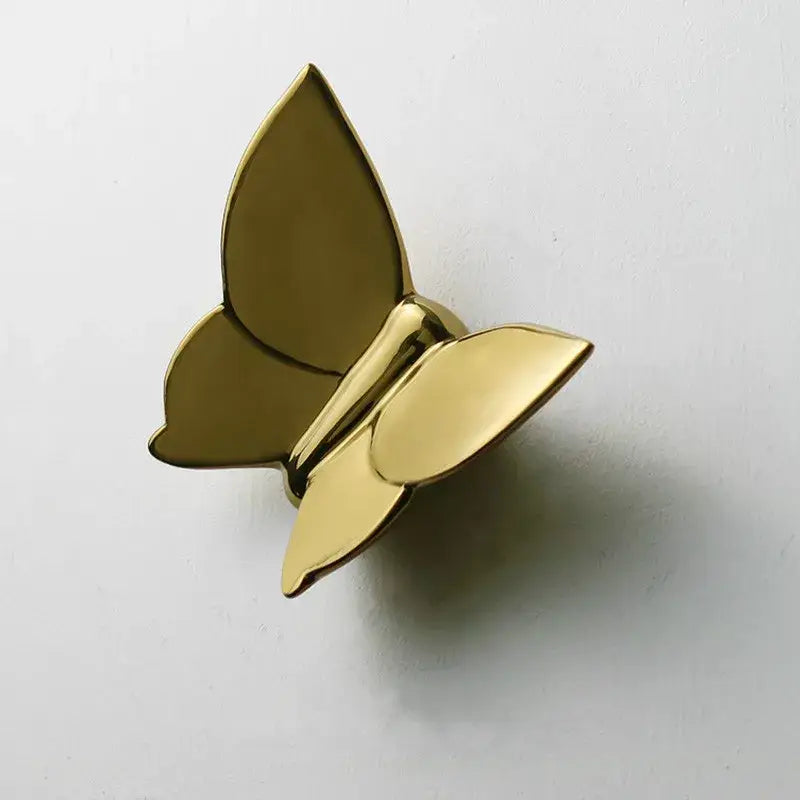 Gold-colored butterfly wall mount metal hook decorative for kids room modern white paper decorbites butterfly wall mount