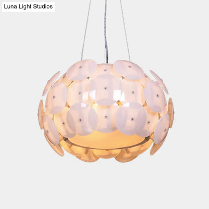 Lámpara colgante moderna blanca de cuatro luces para dormitorio con pantalla cilíndrica acrílica