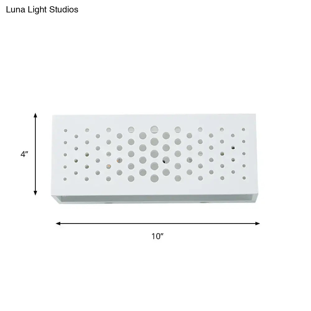 Modern white perforated rectangle wall sconce with circular grid wall light suitable for 220v-240v 110v-120v use