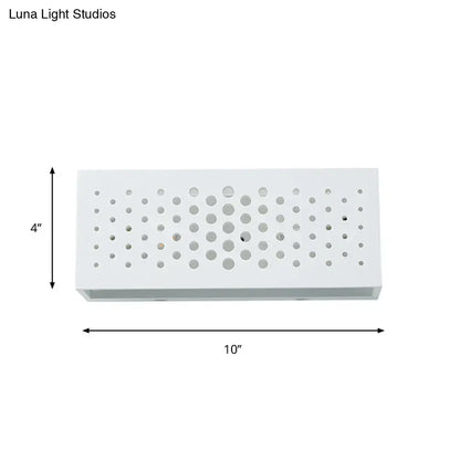 Modern white perforated rectangle wall sconce with circular grid wall light suitable for 220v-240v 110v-120v use