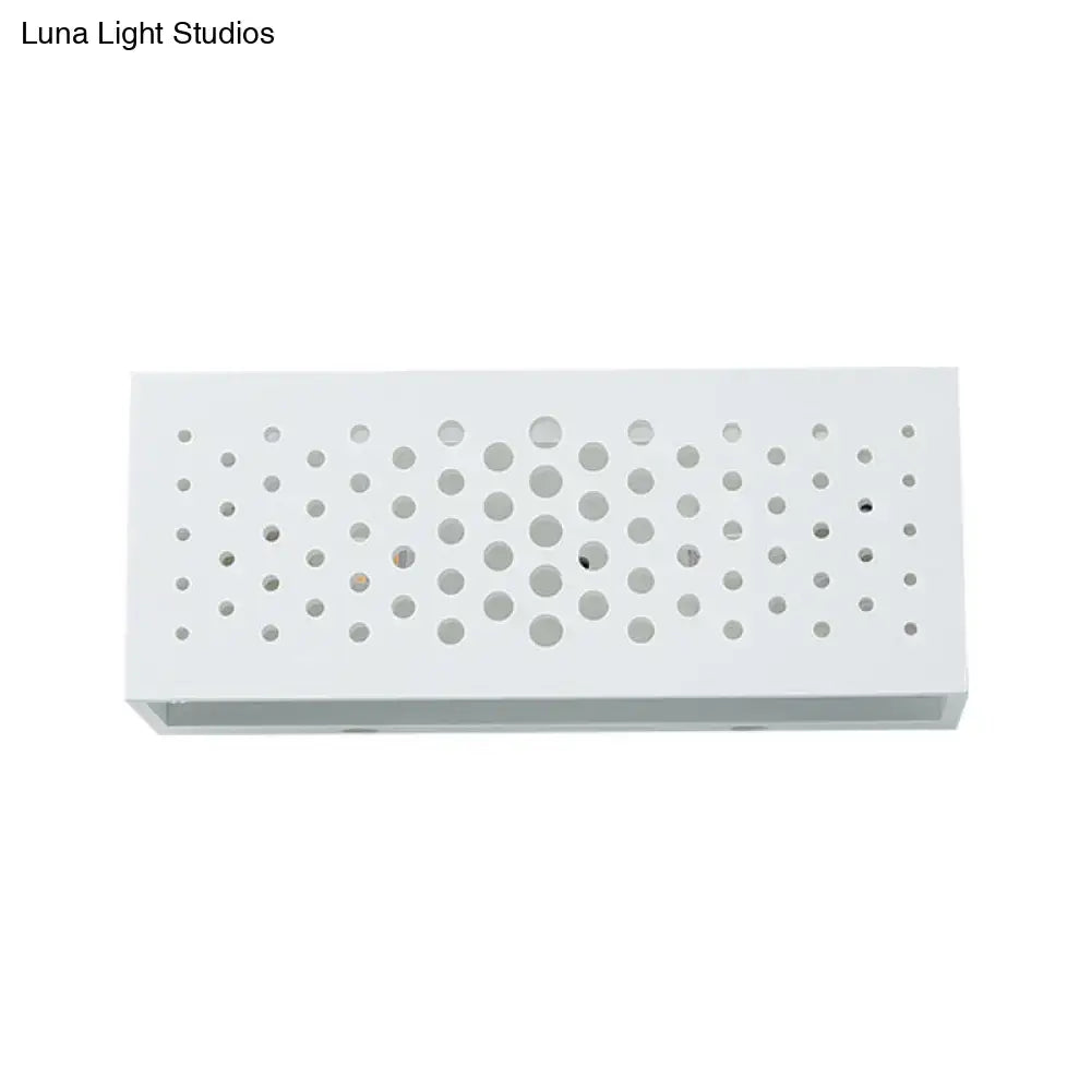 Modern white perforated rectangle wall sconce wall light with circular perforations compatible with 220v-240v 110v-120v