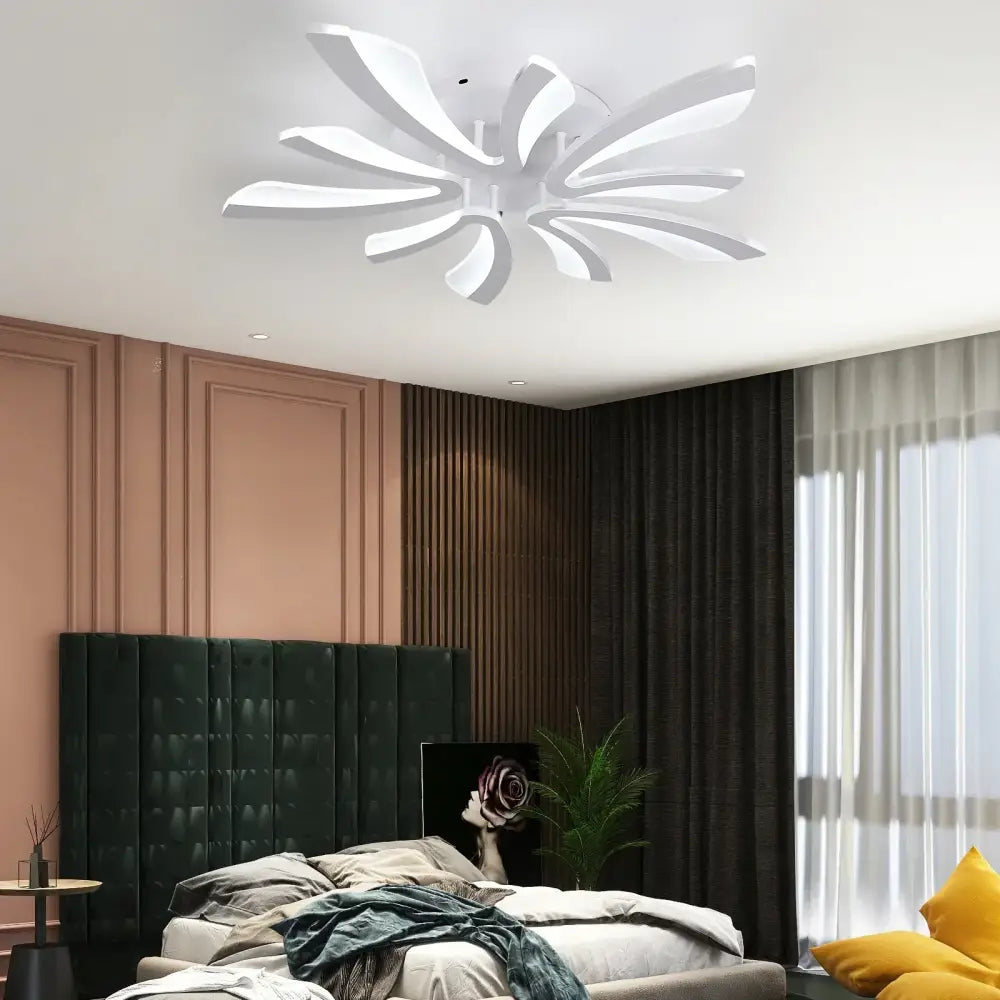 Modern white petal acrylic led chandelier ceiling lamp by decorbites with sleek design for dining room lighting decor
