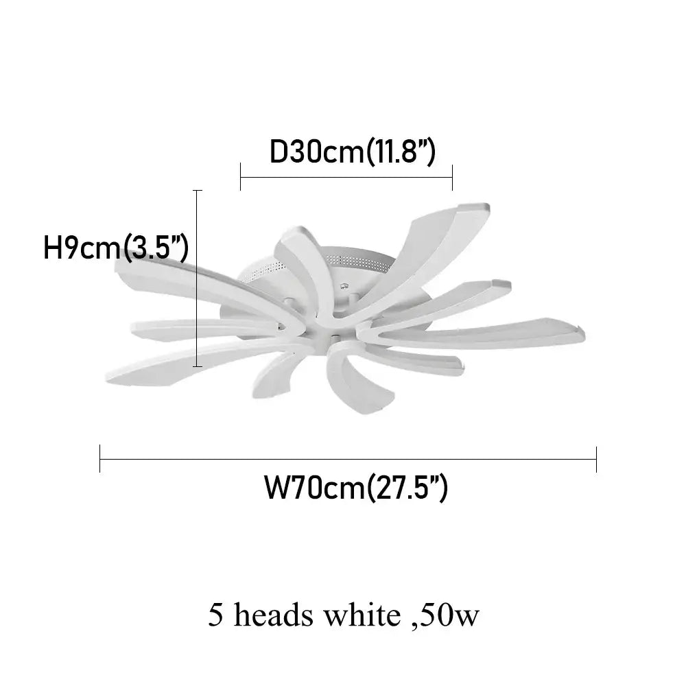 Modern white ceiling lamp with five sleek acrylic led blades for decorbites acrylic led chandelier dining room use