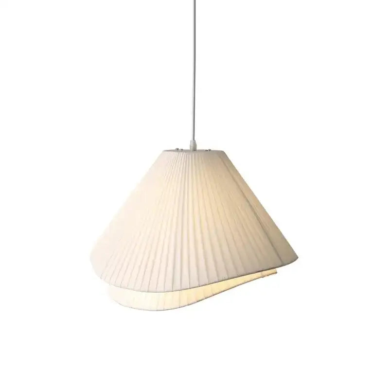 Cream-colored modern white pleated e27 fabric chandelier pendant light with sleek design for bedroom lighting