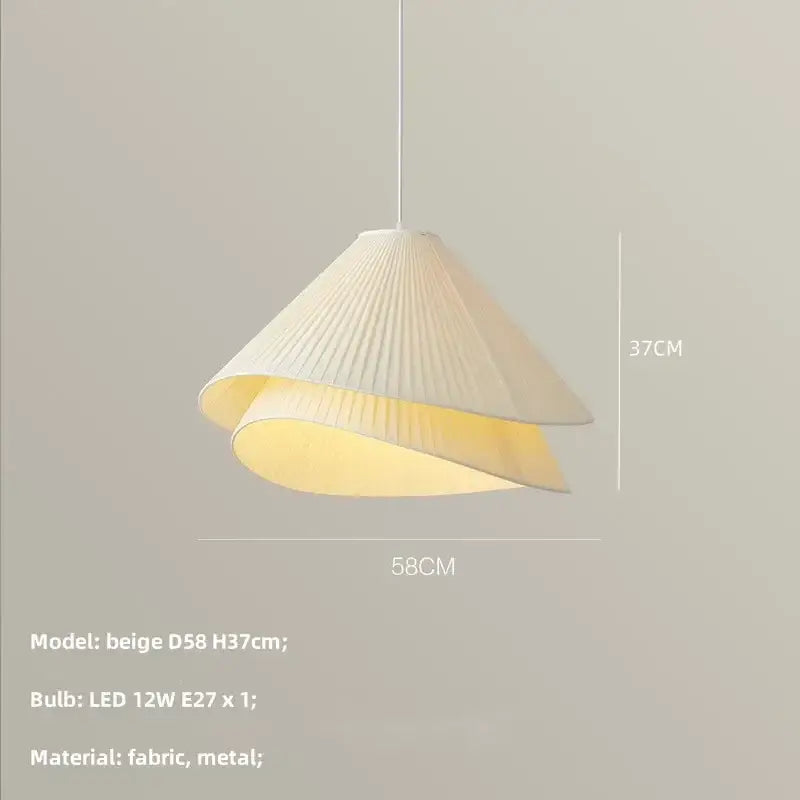 Beige pleated fabric chandelier with metal frame e27 fabric chandelier for modern bedroom pendant lighting