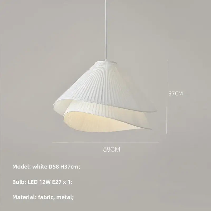 Modern white pleated e27 fabric chandelier with sleek metal suspension for bedroom pendant lighting