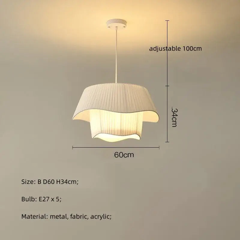 Modern white pleated fabric pendant lights with a soft cream shade and metallic hardware for decorbites creamy style e27