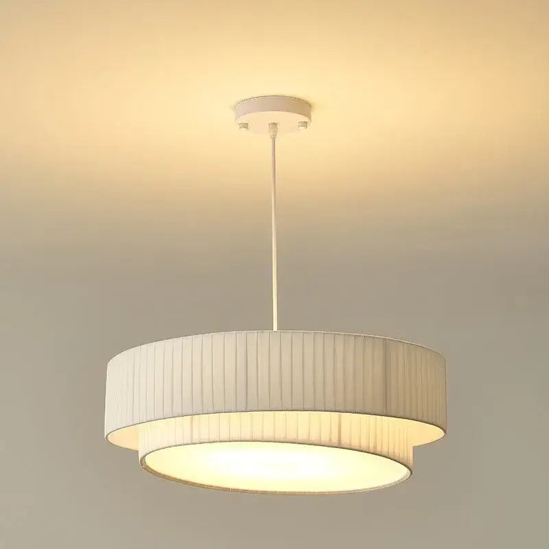 Modern white pleated fabric pendant light with sleek minimalist design perfect for decorbites creamy style e27 bedroom decor
