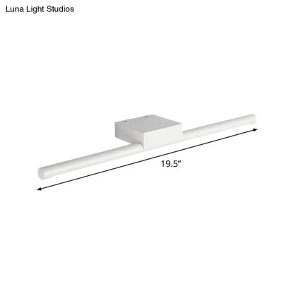 Modern white pole vanity lighting with warm white led and 19.5 inch sleek rectangular wall-mounted design