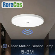 Modern white ceiling lamp with radar motion sensor technology designed for hallways use