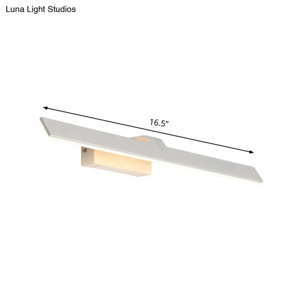 Modern white rectangle led wall light with sleek minimalist design 16.5 inch length for bathroom mirror or toilet wall use compatible with 220v-240v 110v-120v