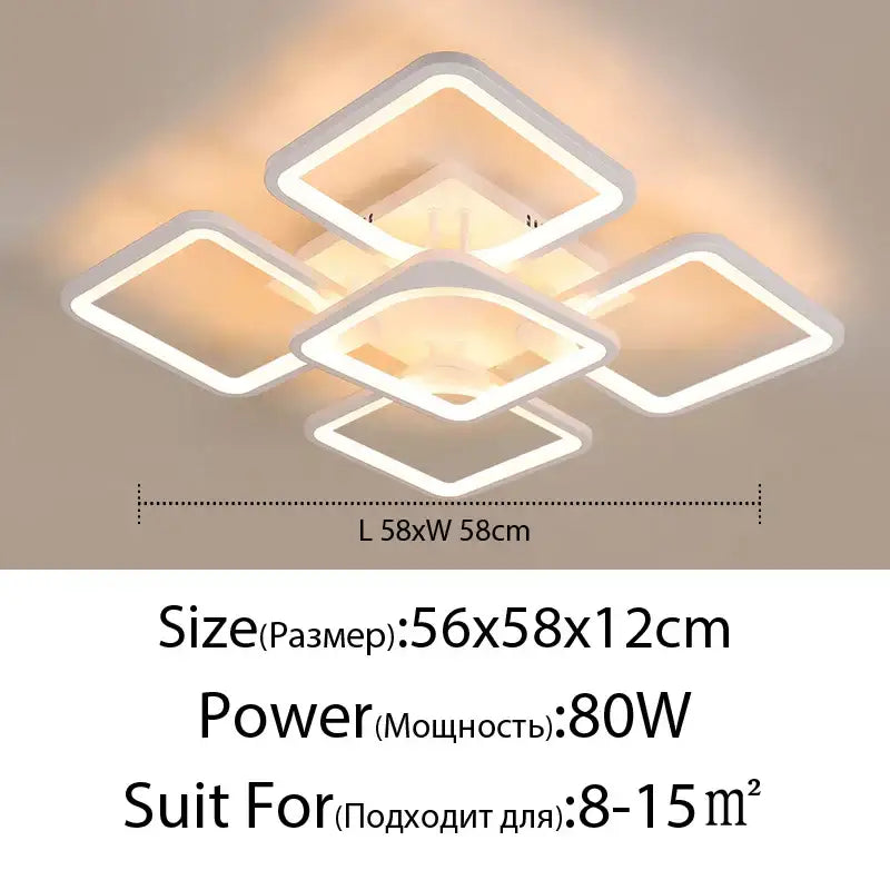 Modern white rectangular dimmable led chandelier with geometric diamond design for bedroom decorbites dimmable led lighting