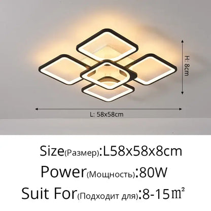 Modern white rectangular dimmable led chandelier with sleek black frame and warm white panels for bedroom decorbites dimmable led