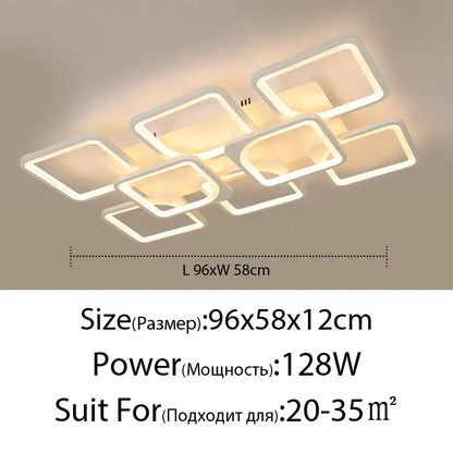 Modern white rectangular dimmable led chandelier with sleek geometric design for bedroom decorbites dimmable led lighting