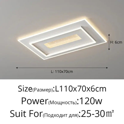 Modern white rectangular led chandelier with glowing edge strip and inner panel for living lights led decorbites living lights
