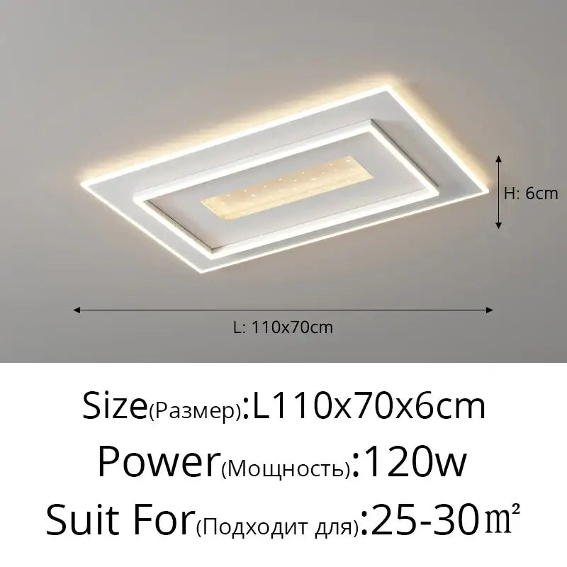 Modern white rectangular led chandelier with glowing edge strip and inner panel for living lights led decorbites living lights
