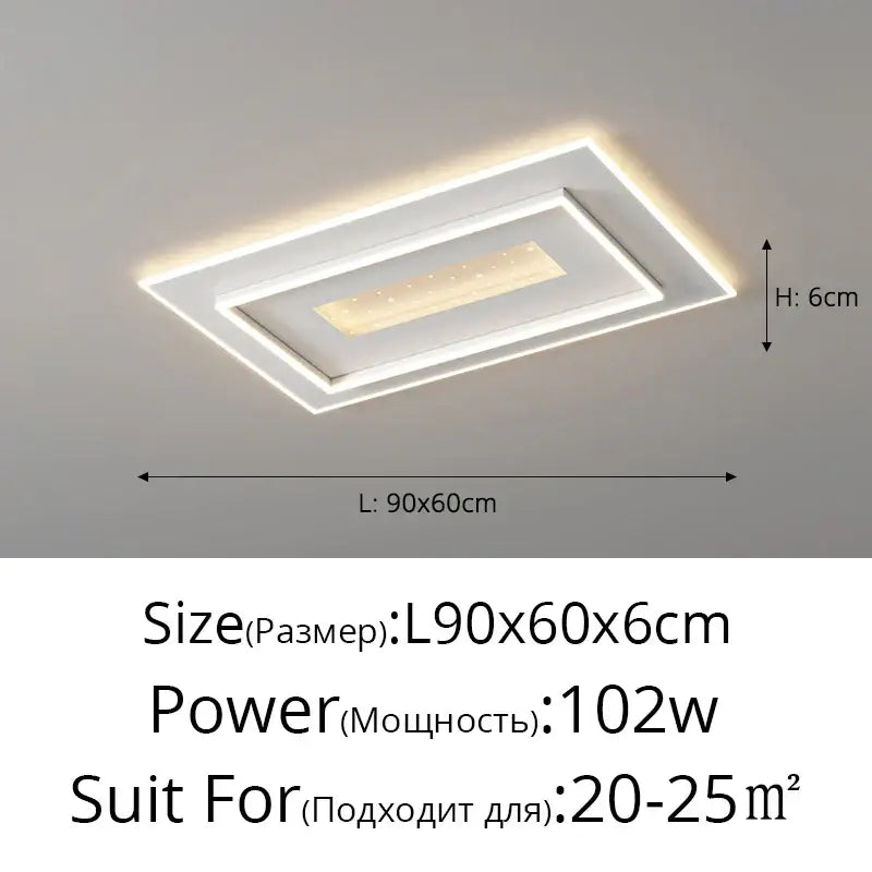 Modern white rectangular led chandelier with double-layer design and warm illumination for living lights led decorbites living lights