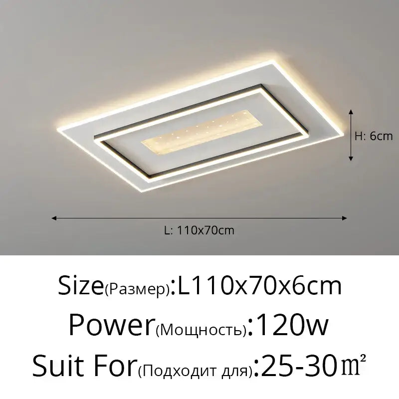 Modern white rectangular led chandelier with sleek frame and concentric glowing strips for contemporary living lights decorbites