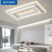 Modern white rectangular led chandelier with sleek frame and warm illumination for living lights led decorbites style