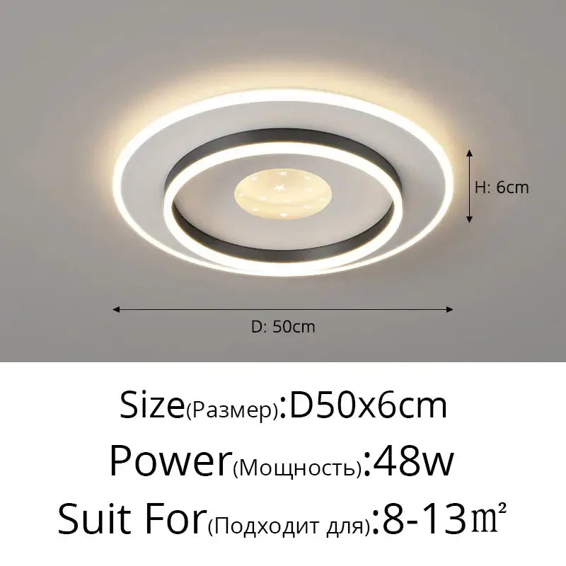 Modern white rectangular led chandelier with circular ceiling light and warm ambient glow by decorbites living lights