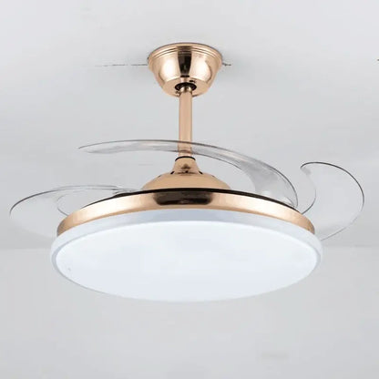 Glossy rose gold remote control ceiling fan with transparent acrylic blades and white led light for bedroom decorbites ceiling fans