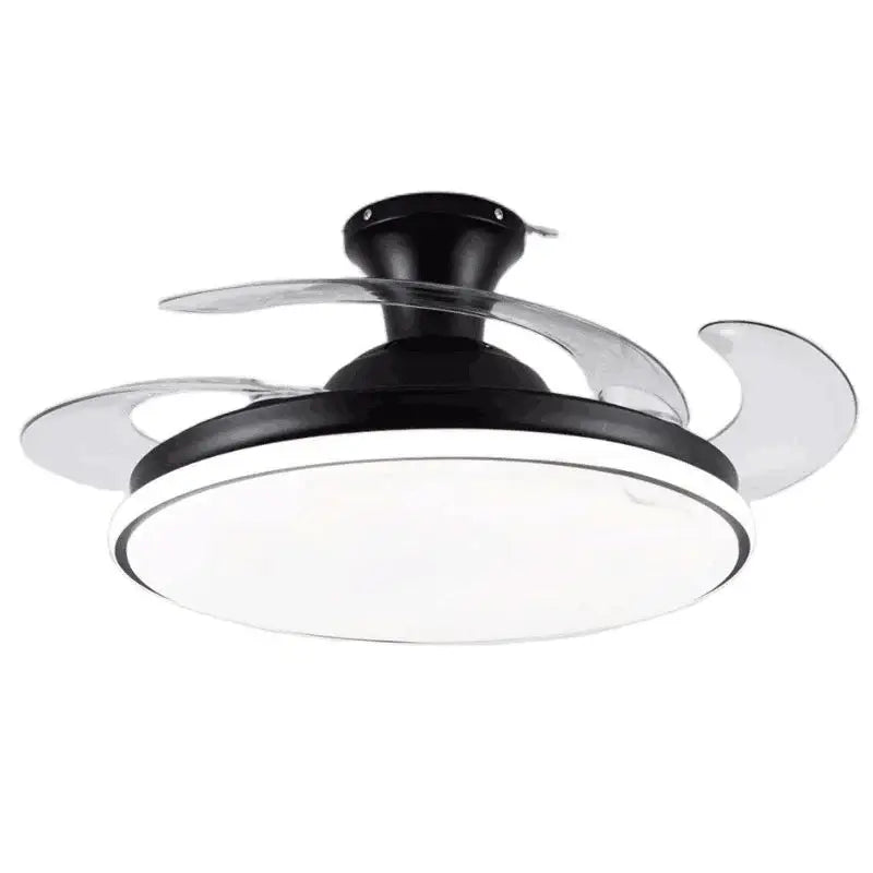 Black ceiling fan with integrated led light and transparent curved blades for bedroom remote control decorbites ceiling fans