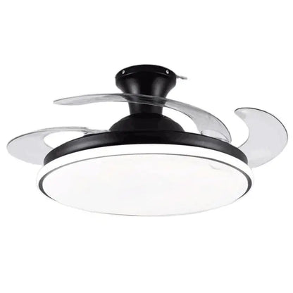 Black ceiling fan with integrated led light and transparent curved blades remote control decorbites ceiling fans for bedroom
