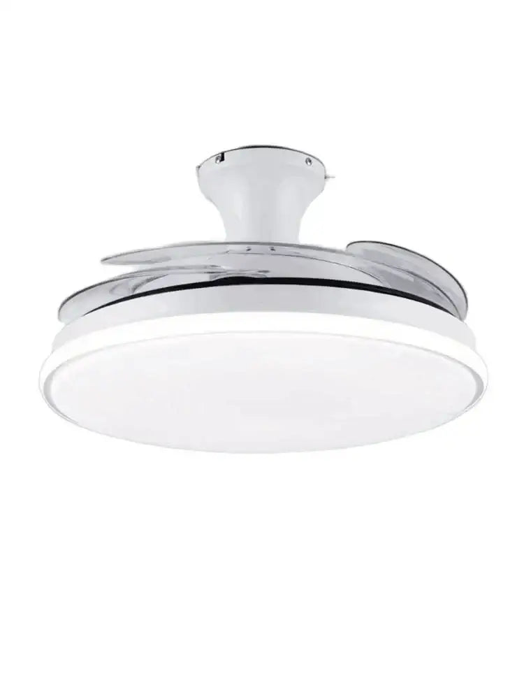 Modern white remote control ceiling fan with integrated light and sleek chrome finish for bedroom decorbites ceiling fans