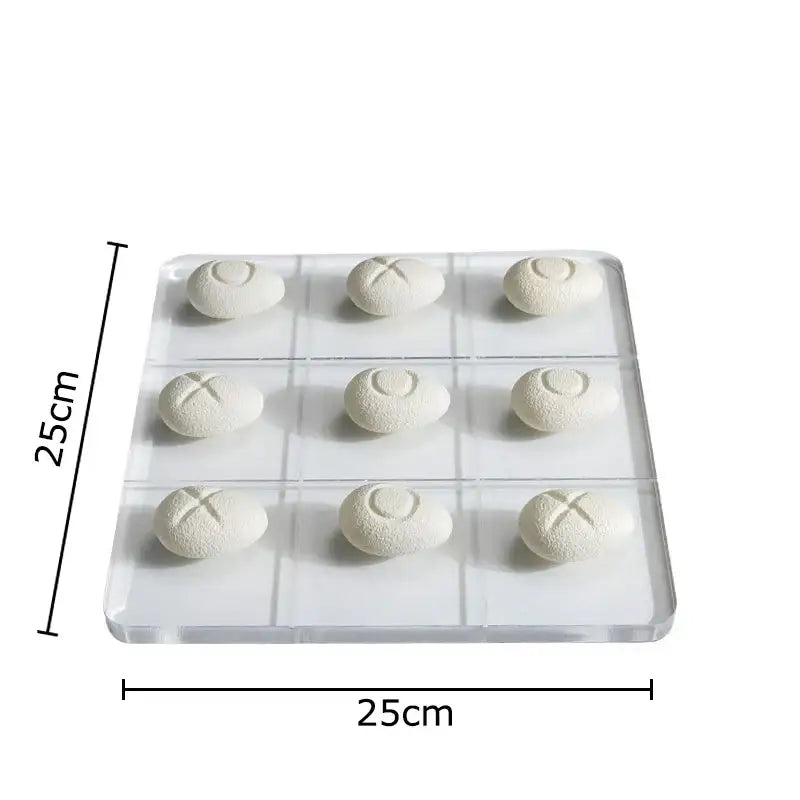 Modern white resin pieces acrylic tic tac toe set with clear acrylic tray and white textured bread shaped molds decorbites acrylic