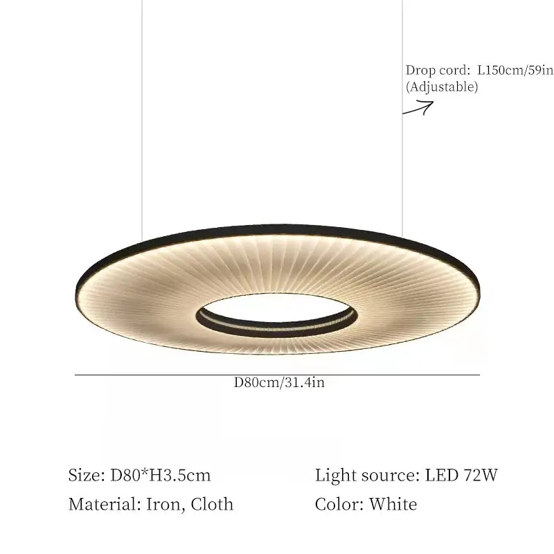 Modern white ribbed circular pendant light with sleek iron and cloth design ideal for decorbites hanging ceiling lamps
