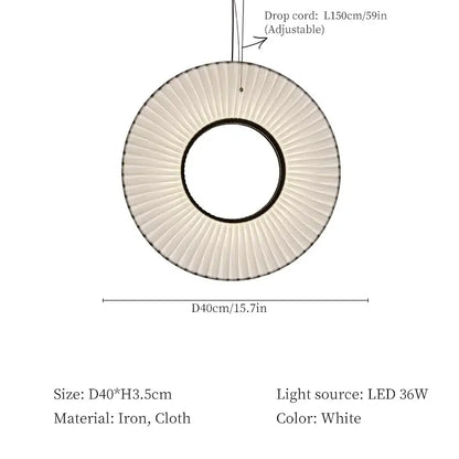 Modern white ribbed circular pendant light with pleated fabric shade and black iron frame for dining room decorbites hanging ceiling lamps