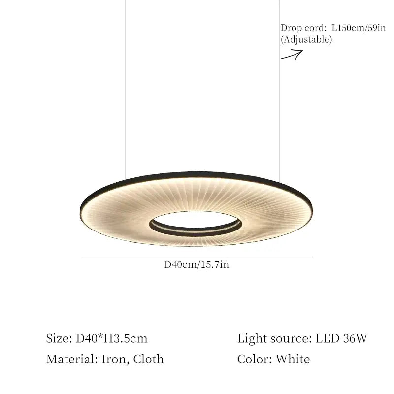 Modern white ribbed circular pendant light made of iron and cloth for dining room decorbites hanging ceiling lamps