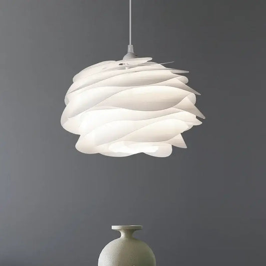 Modern white rose flower pendant lights with layered petal design decorbites carmina rose for bedroom living room decor