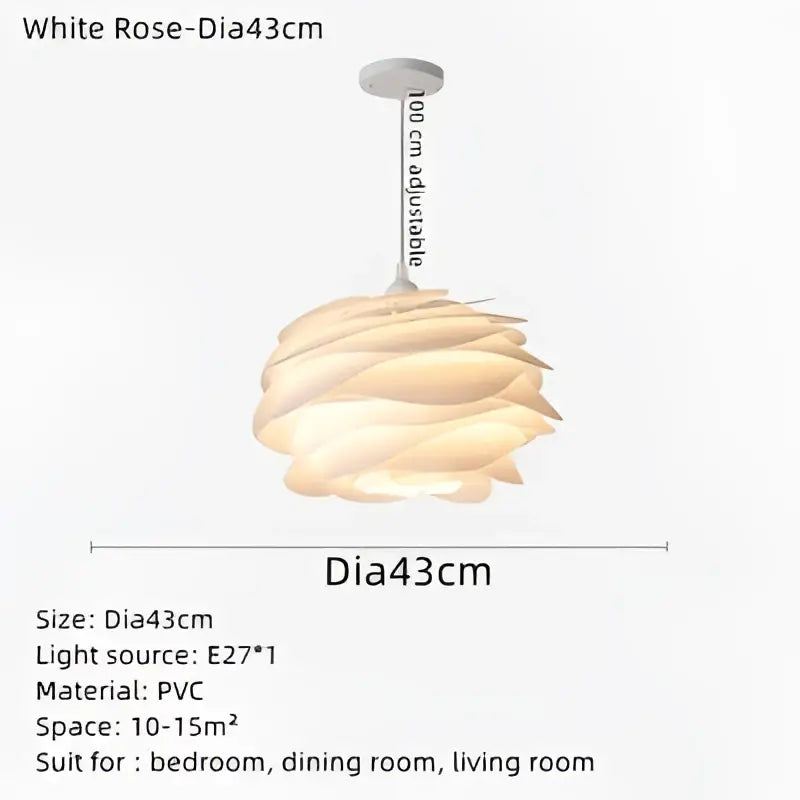 White rose flower pendant light with layered pvc petals modern decorbites carmina rose for bedroom living room decor