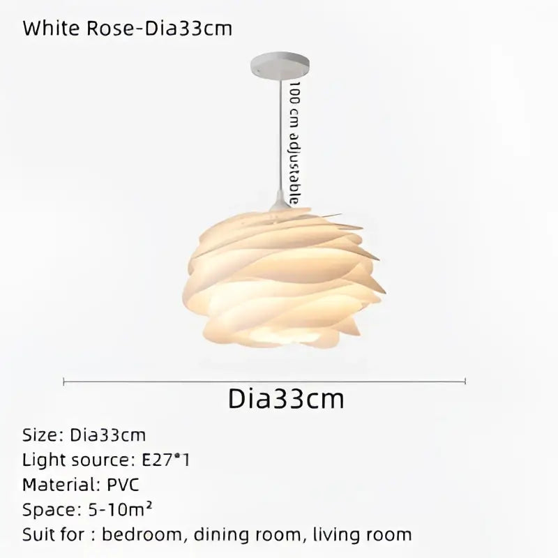 Modern white rose flower pendant lights with soft layered pvc petals for bedroom and living room decorbites carmina rose