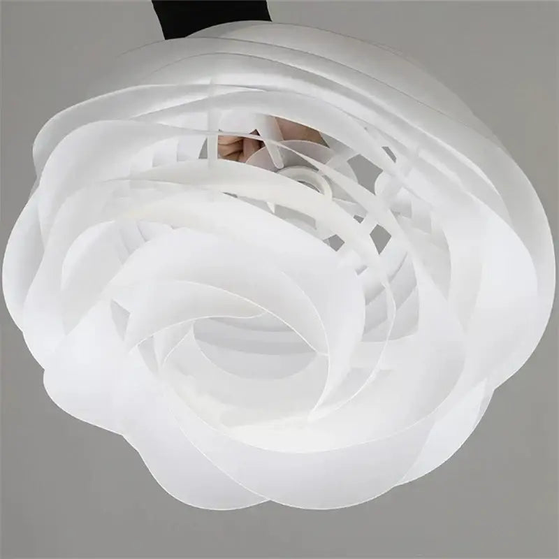 Modern white acrylic rose flower pendant lights with layered petal rings for bedroom and living room decorbites carmina rose