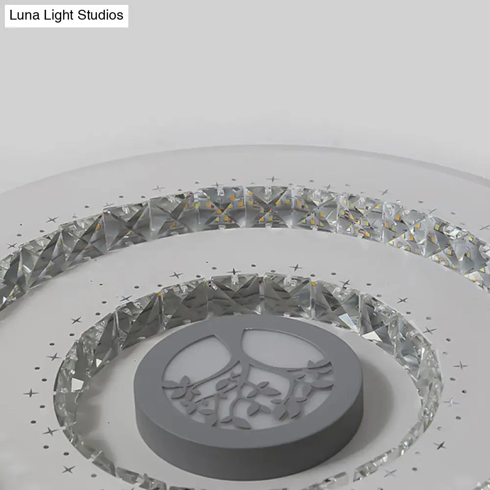 DecorBites™ DecorBites™ Modern White Round Crystal LED Ceiling Light with Tree Pattern - Flushmount Lighting in White/Warm Light