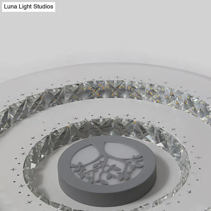 DecorBites™ DecorBites™ Modern White Round Crystal LED Ceiling Light with Tree Pattern - Flushmount Lighting in White/Warm Light