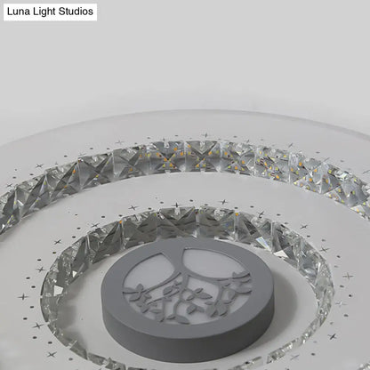 DecorBites™ DecorBites™ Modern White Round Crystal LED Ceiling Light with Tree Pattern - Flushmount Lighting in White/Warm Light