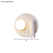 Modern white round wall mounted acrylic sconce with circular base and cylindrical light fixture for bedroom 220v-240v 110v-120v