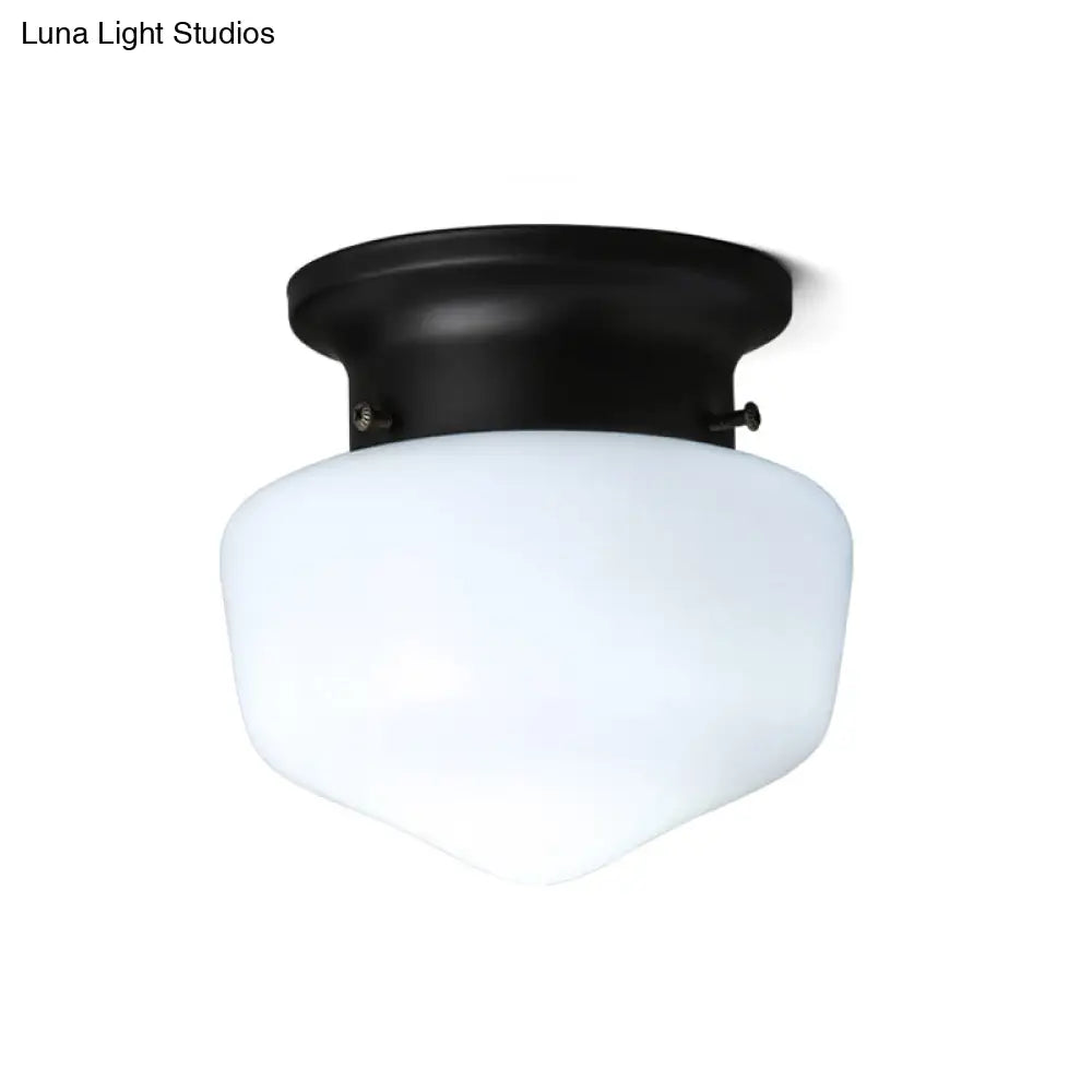 DecorBites™ DecorBites™ Modern White Schoolhouse Flush Mount Ceiling Lamp - Contemporary 1-Light Fixture with Milk Glass Shade