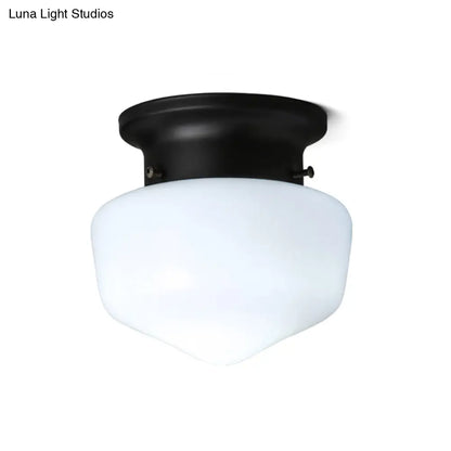 DecorBites™ DecorBites™ Modern White Schoolhouse Flush Mount Ceiling Lamp - Contemporary 1-Light Fixture with Milk Glass Shade