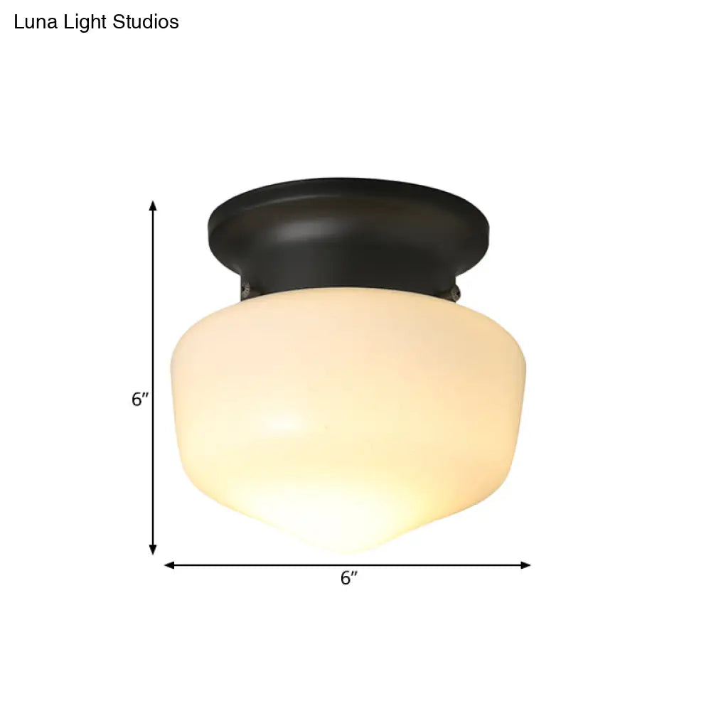 DecorBites™ DecorBites™ Modern White Schoolhouse Flush Mount Ceiling Lamp - Contemporary 1-Light Fixture with Milk Glass Shade